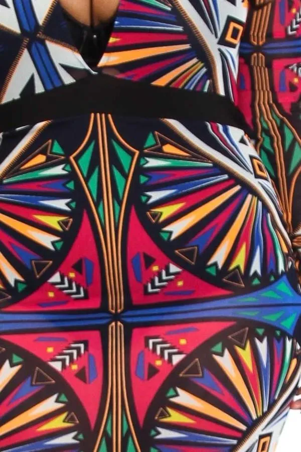 Plus Size Colorful Print Mesh Maxi Dress