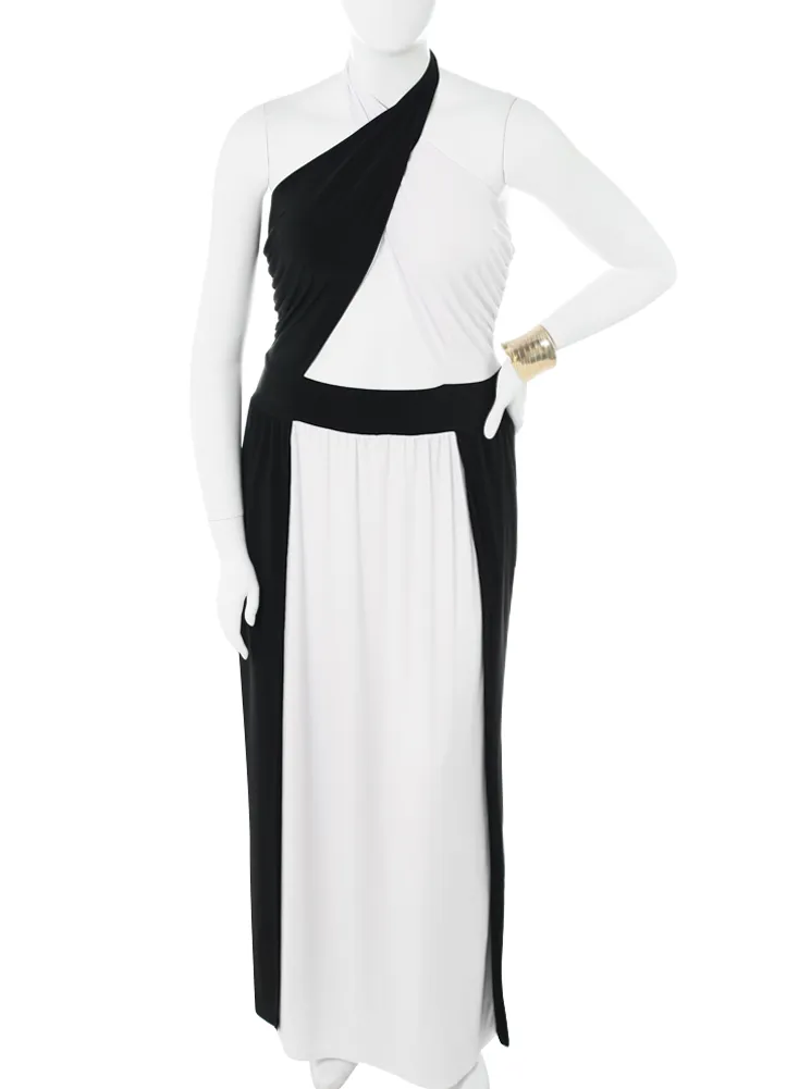Plus Size Cross My Heart High Slit White Maxi Dress