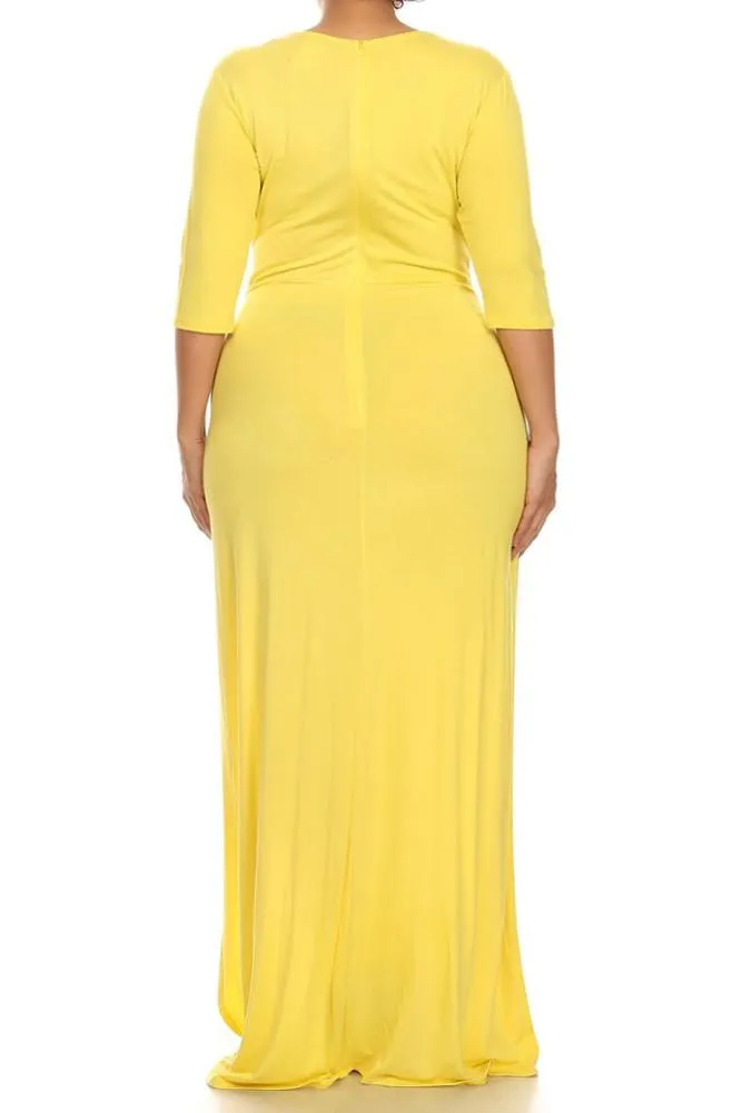 Plus Size Designer Open Slit Waist Buckle Dress