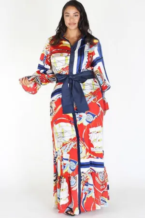 Plus Size Designer Queen Ribbon Tie Maxi Dress [PRE-ORDER 25% OFF]