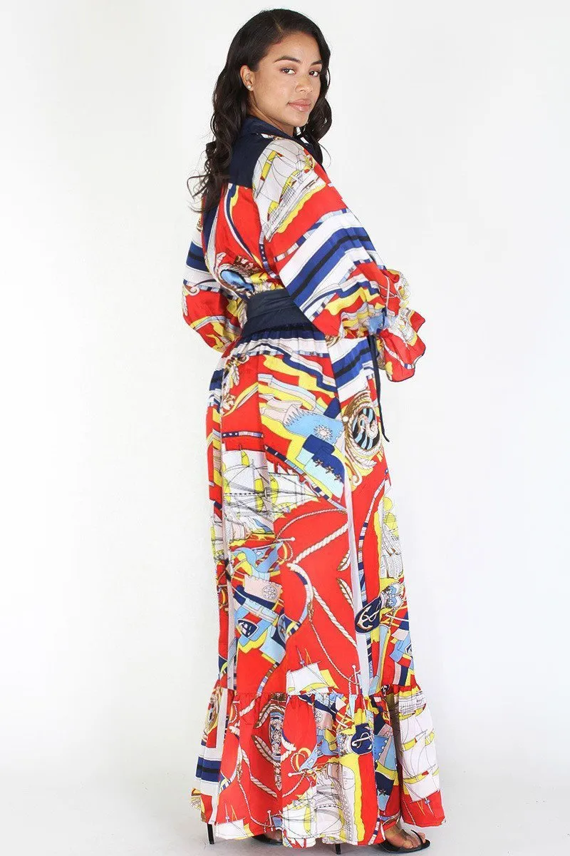 Plus Size Designer Queen Ribbon Tie Maxi Dress [PRE-ORDER 25% OFF]