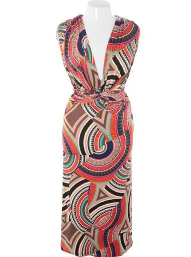 Plus Size Designer V Floor Length Pink Dress