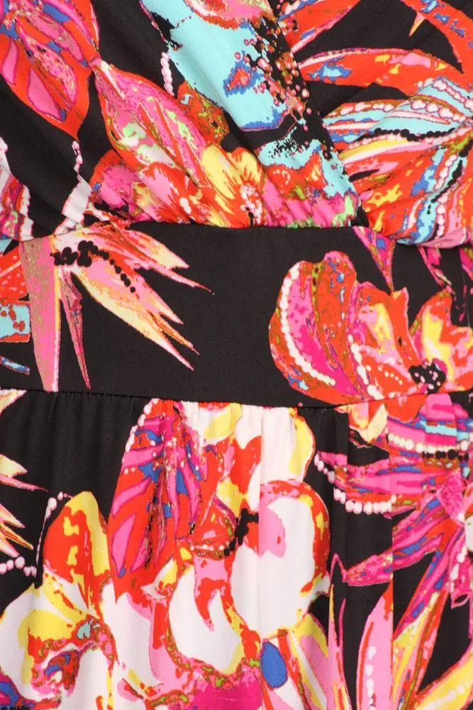 Plus Size Floral Love Tulip Hem Pink Maxi Dress