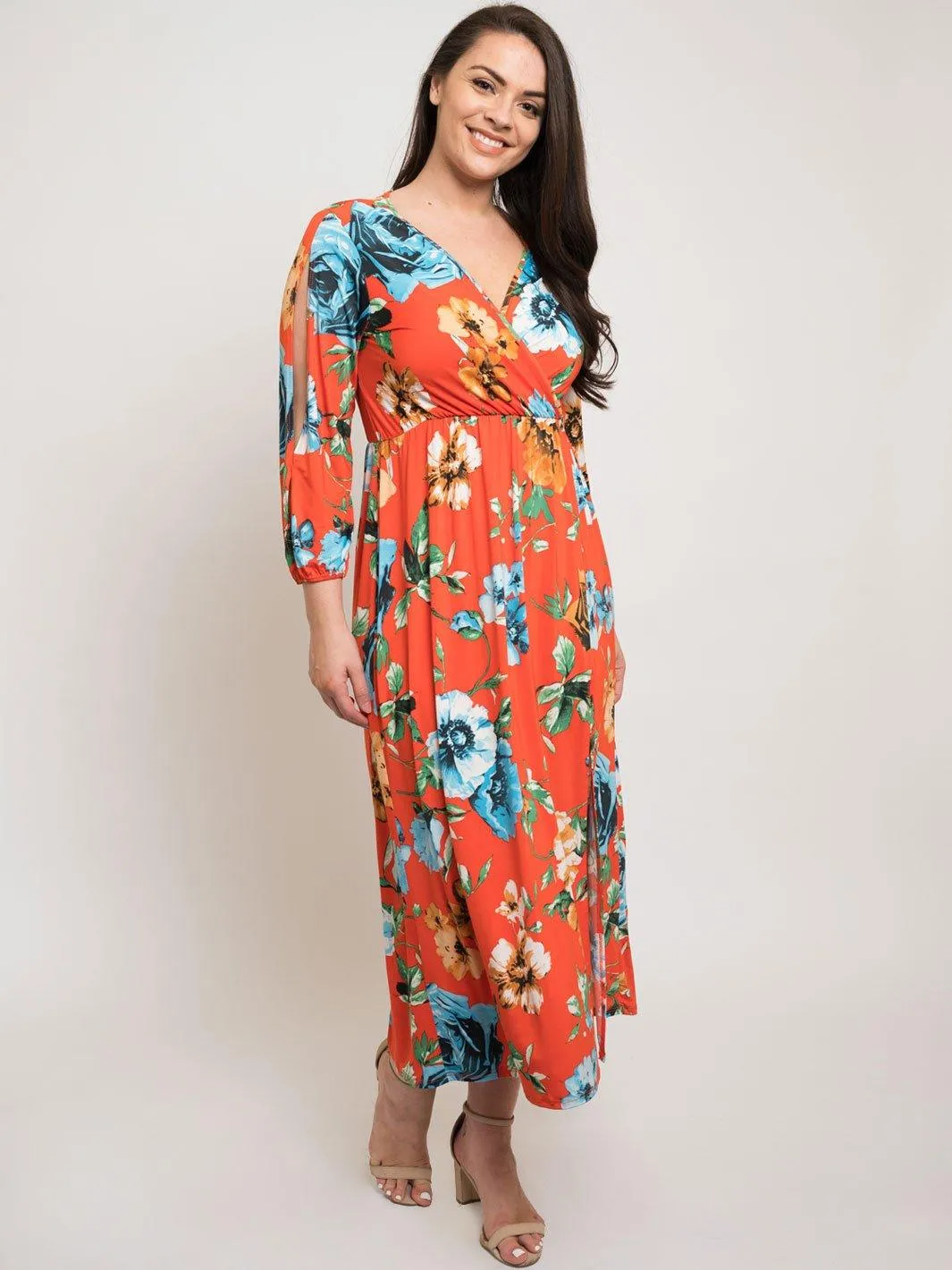 PLUS SIZE FLORAL MAXI DRESS
