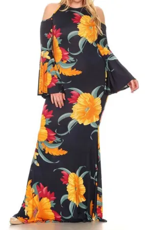 Plus Size Floral Queen Silhouette Maxi Dress
