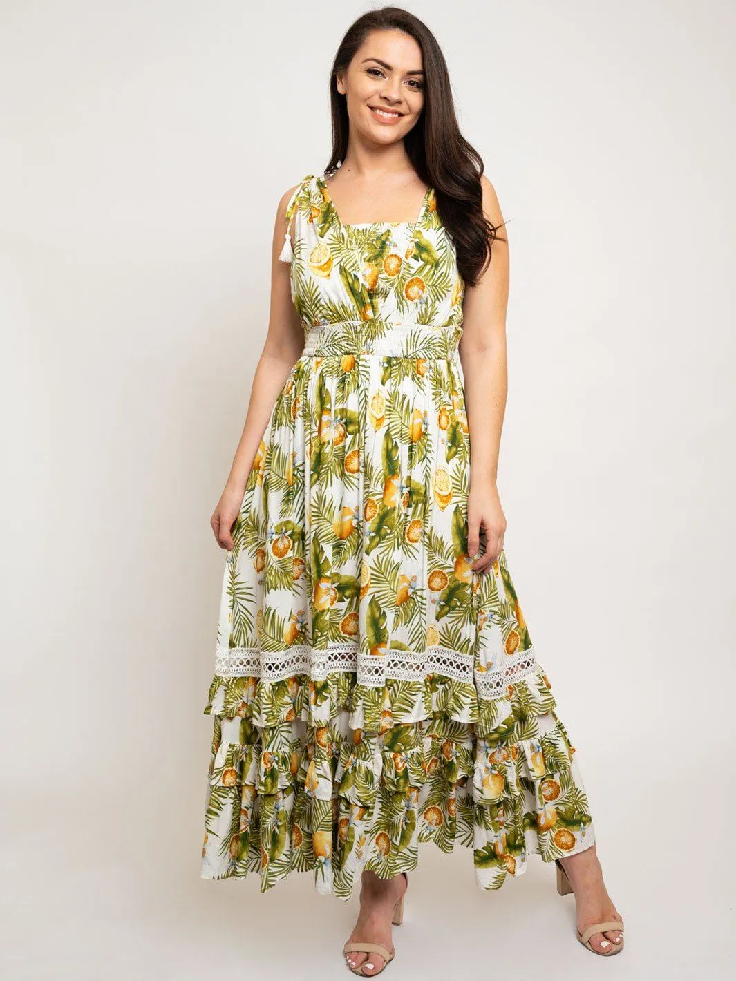 PLUS SIZE FLORAL SLEEVELESS MAXI DRESS