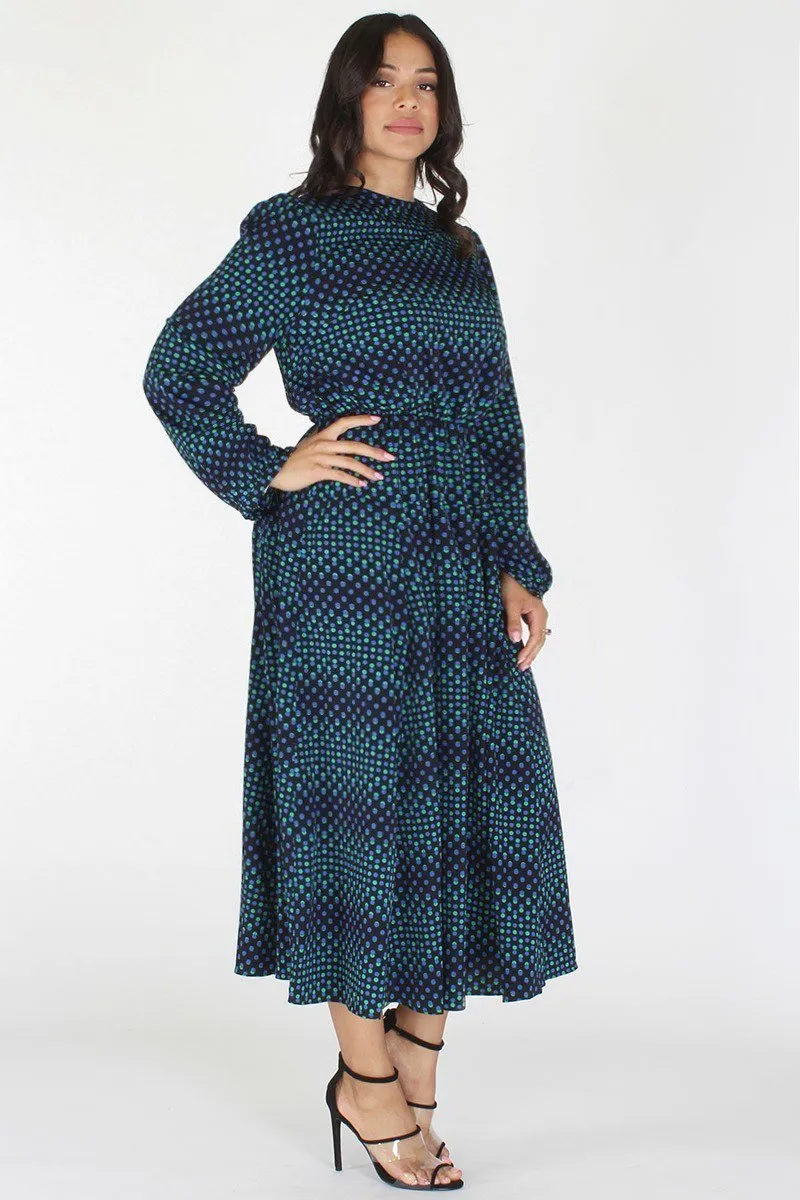 Plus Size Flowing Pattern Long Sleeve Maxi Dress [PRE-ORDER 25% OFF]