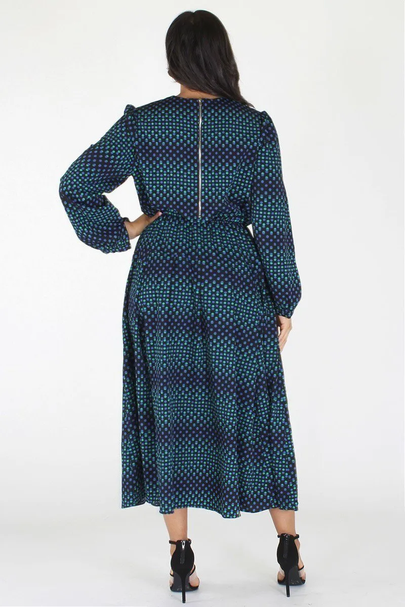 Plus Size Flowing Pattern Long Sleeve Maxi Dress [PRE-ORDER 25% OFF]
