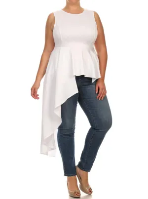 Plus Size Gala Asymmetrical White Maxi Shirt Dress