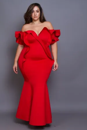 Plus Size Glam Off Shoulder Cocktail Maxi Dress