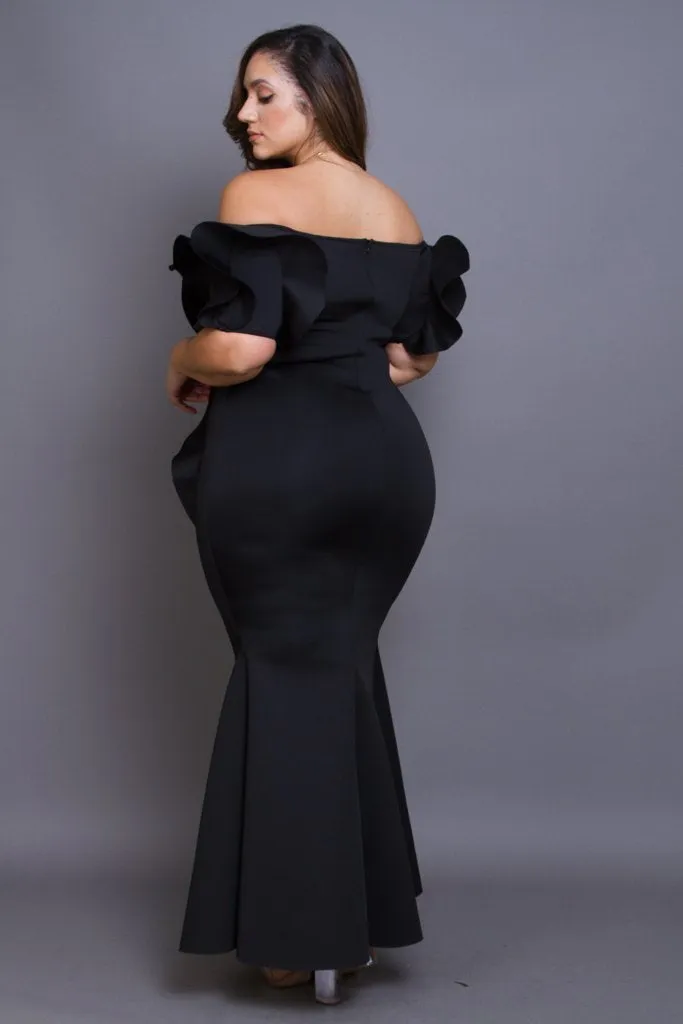Plus Size Glam Off Shoulder Cocktail Maxi Dress
