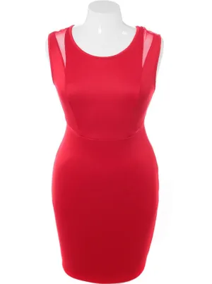 Plus Size Hot Scuba Mesh Red Dress