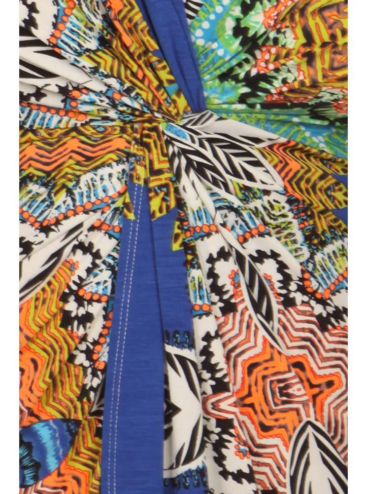 Plus Size kaleidoscope Print Knot Maxi Dress