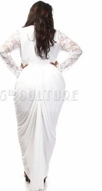 Plus Size Lace Sleeve Maxi Dress