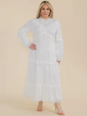 PLUS SIZE LONG SLEEVE TIERED RUFFLE MAXI DRESS