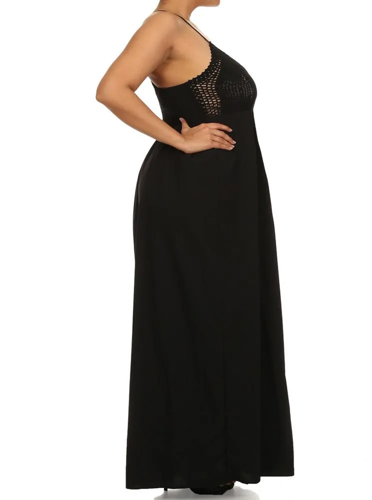 Plus Size Love Struck Crochet Black Maxi Dress