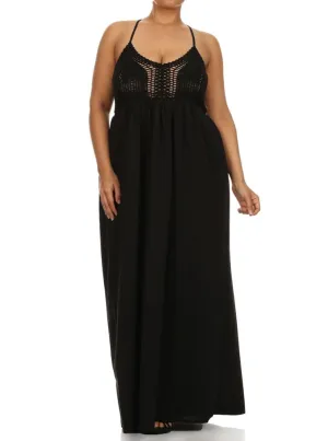 Plus Size Love Struck Crochet Black Maxi Dress
