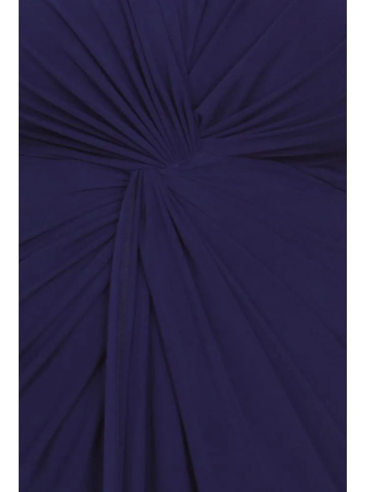 Plus Size Luring Knot Front Navy Blue Maxi Dress