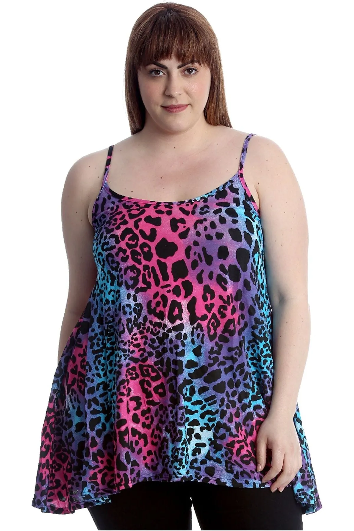 Plus Size Multi Color Leopard Strappy Dress Vest Top