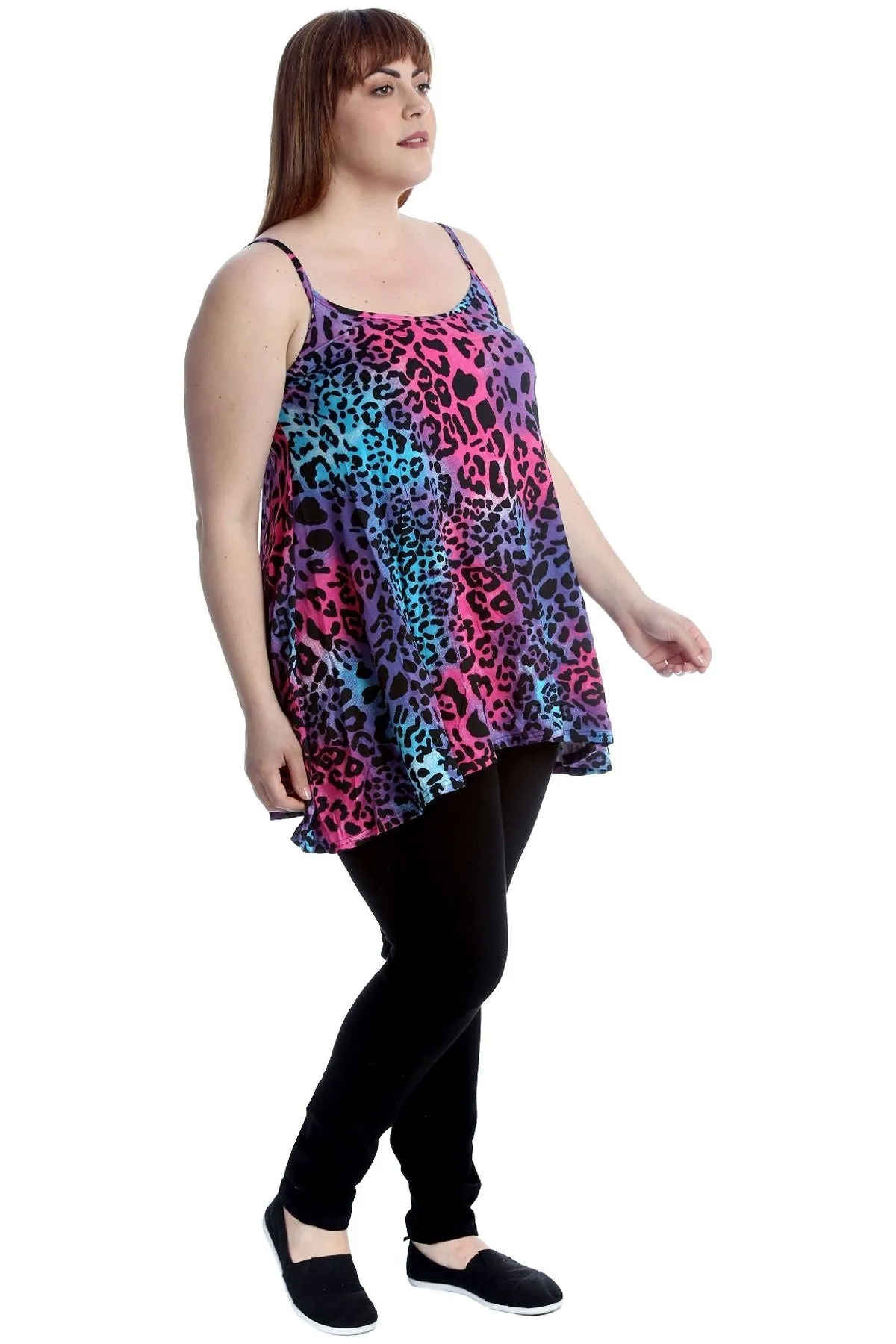 Plus Size Multi Color Leopard Strappy Dress Vest Top