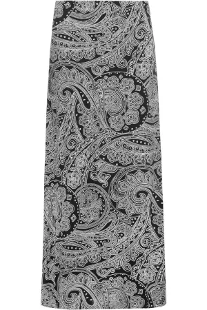 Plus Size Paisley Print Maxi Skirt