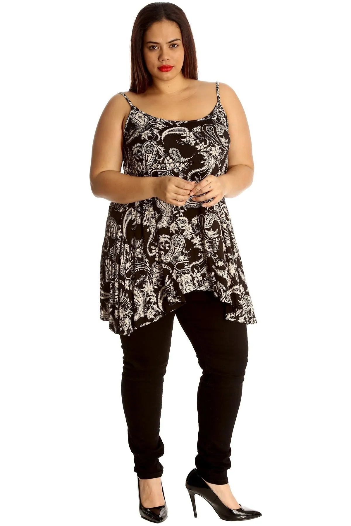 Plus Size Paisley Print Print Strappy Dress Vest Top