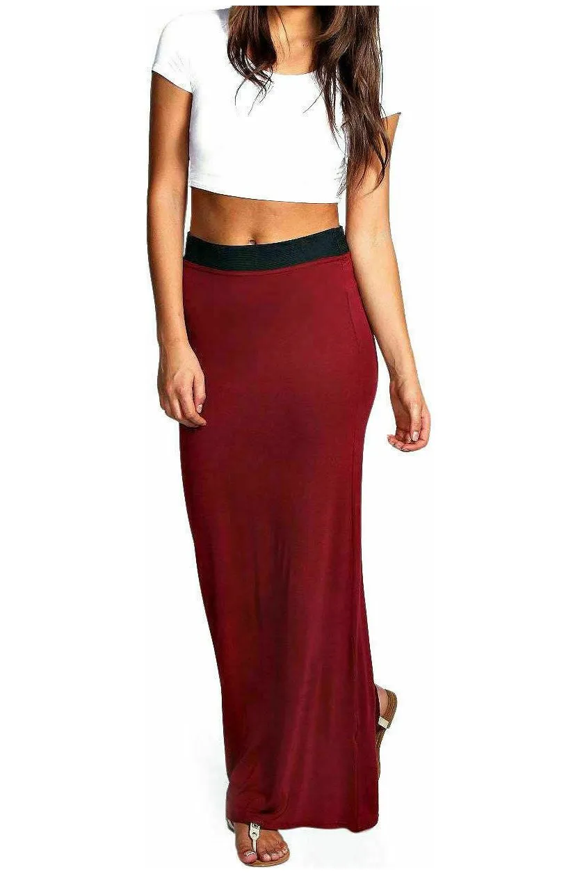 Plus Size Pencil Long Maxi Skirt Elasticated Waist