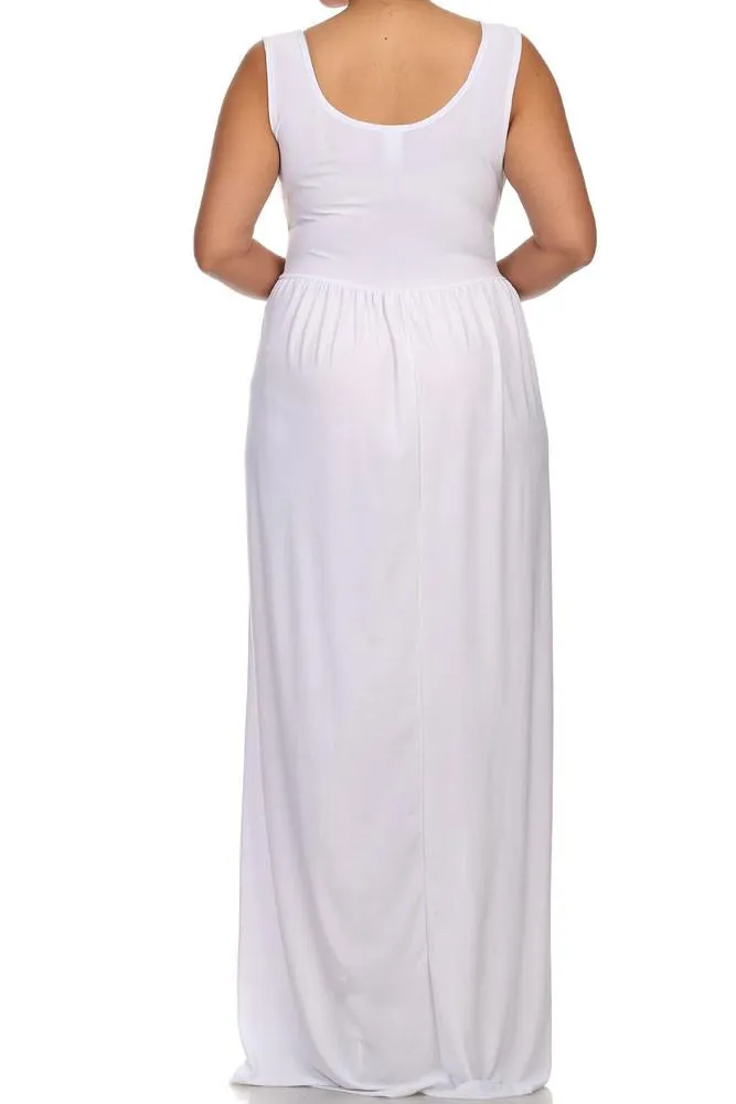 Plus Size Pier Days High Slit White Maxi Dress