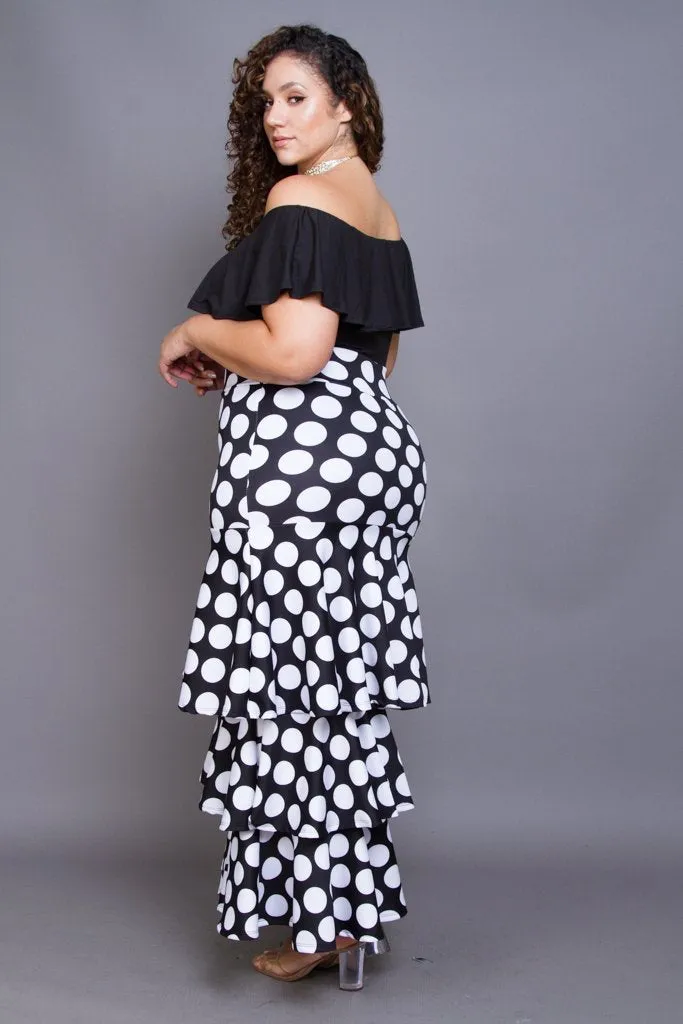 Plus Size Polka Dot Layered Maxi Skirt Item