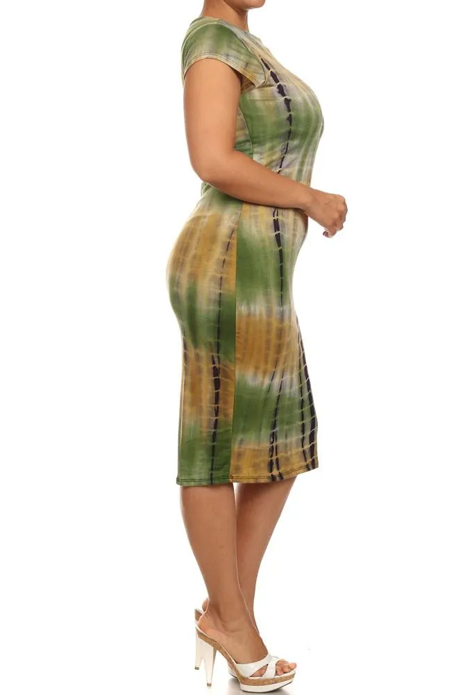 Plus Size Rad Tie Dye Green Dress