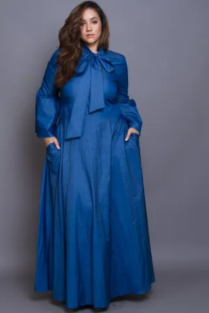 Plus Size Ribbon Bell Sleeve Maxi Dress