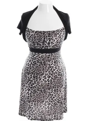 Plus Size Sexy Black Leopard Bolero Dress
