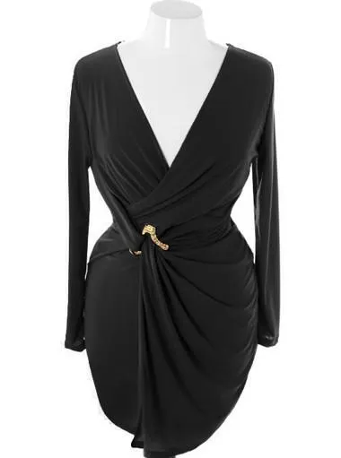 Plus Size Sexy Goddess Draped Black Dress