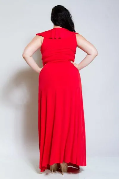 Plus Size Sexy Ruffled Front Maxi Dress [SALE]