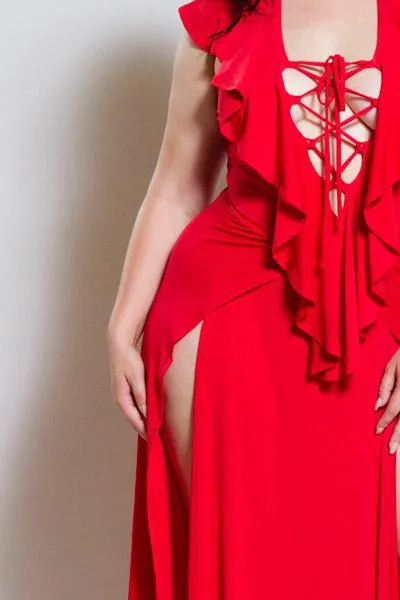 Plus Size Sexy Ruffled Front Maxi Dress [SALE]