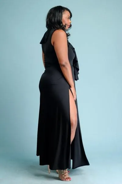 Plus Size Sexy Ruffled Front Maxi Dress [SALE]