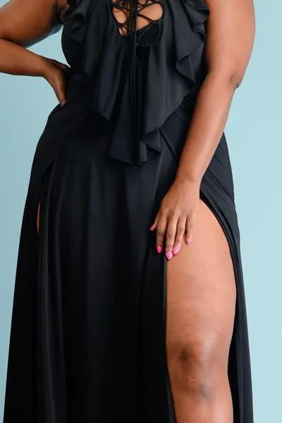 Plus Size Sexy Ruffled Front Maxi Dress [SALE]