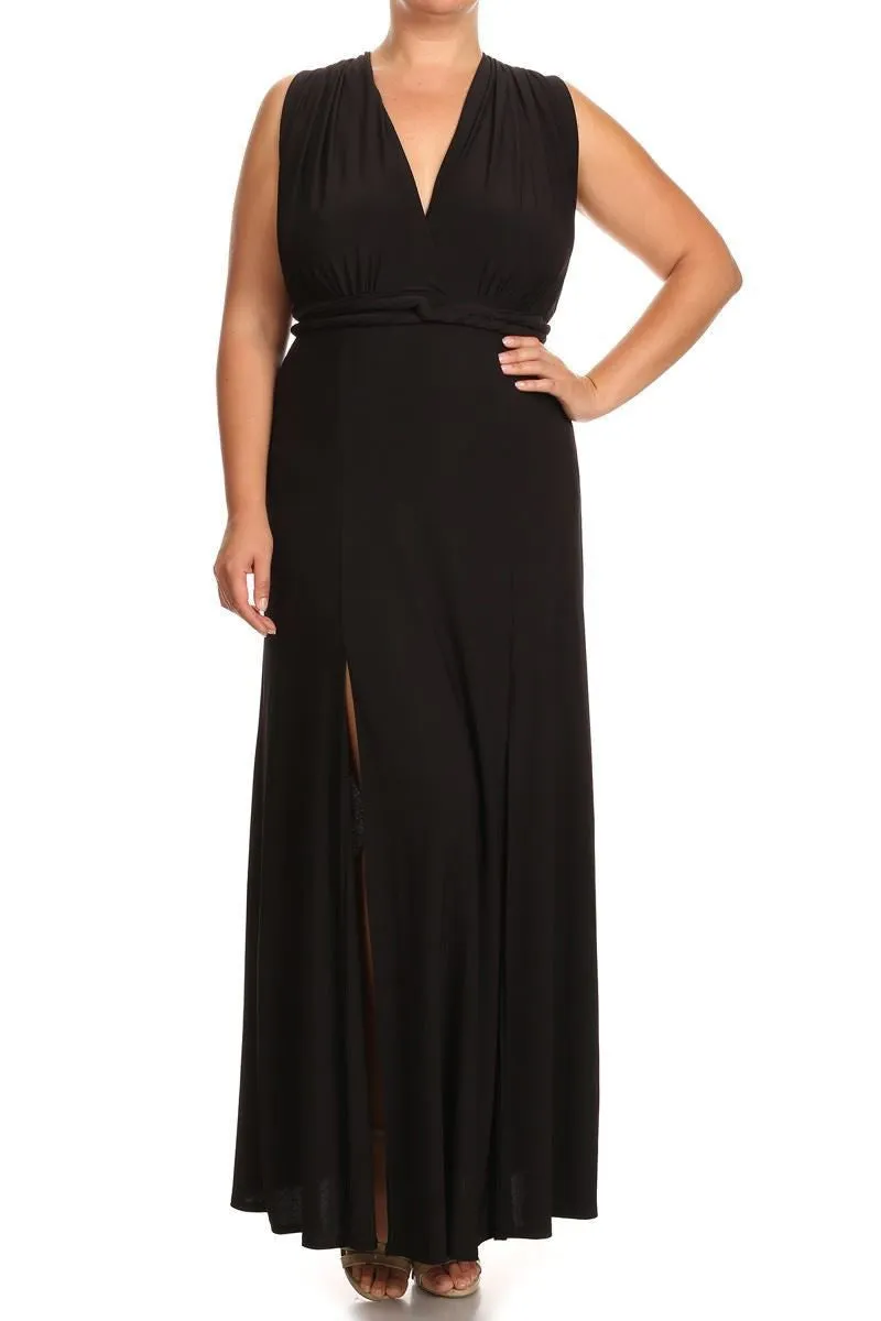 Plus Size Sleeveless Magic Transformer Maxi Dress Burgundy