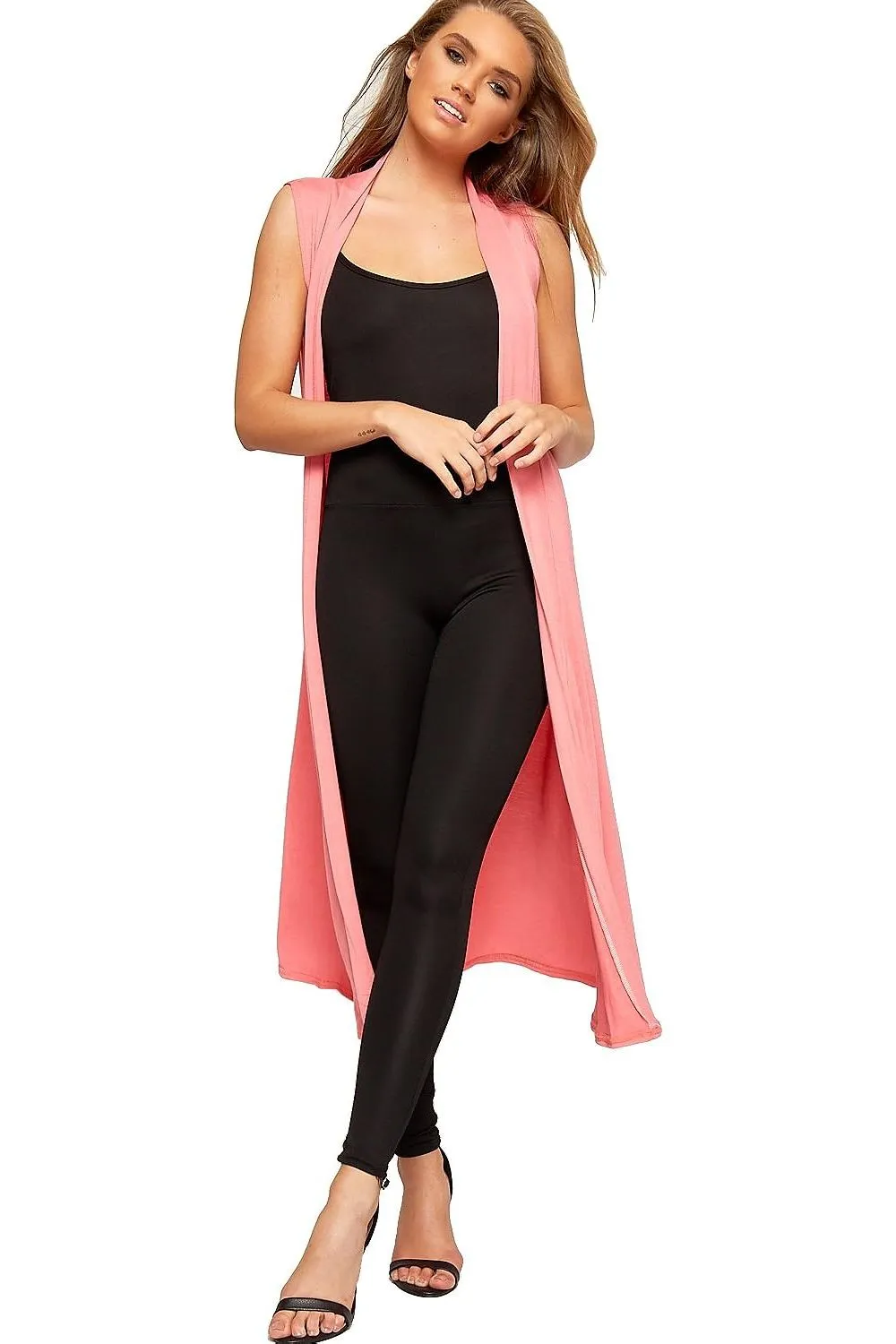 Plus Size Sleeveless Maxi Cardigan
