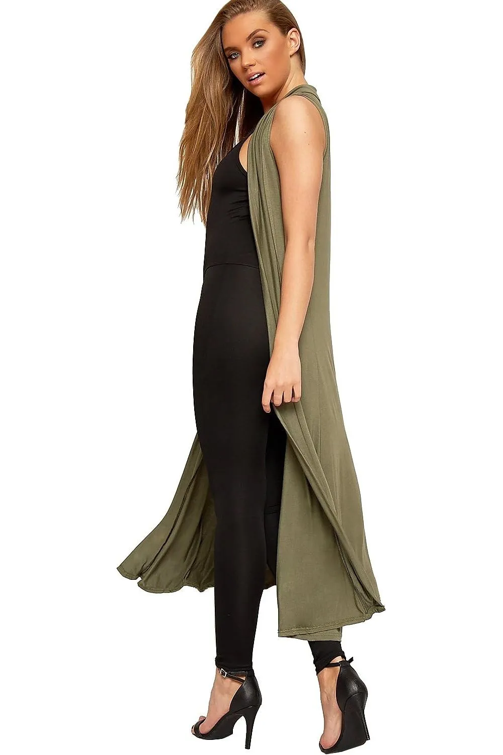 Plus Size Sleeveless Maxi Cardigan
