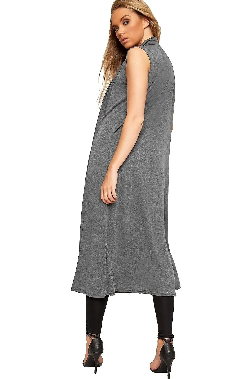 Plus Size Sleeveless Maxi Cardigan