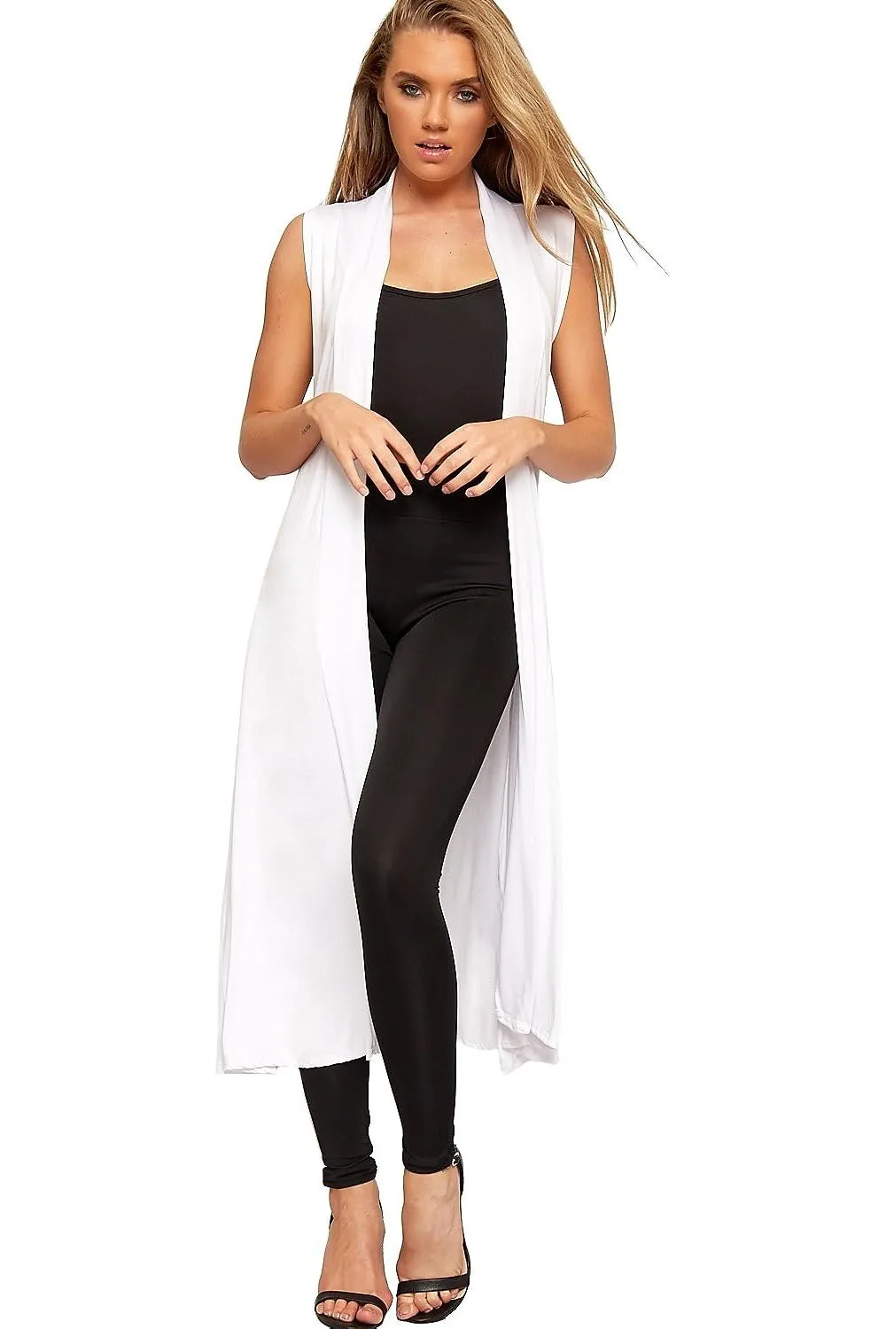 Plus Size Sleeveless Maxi Cardigan