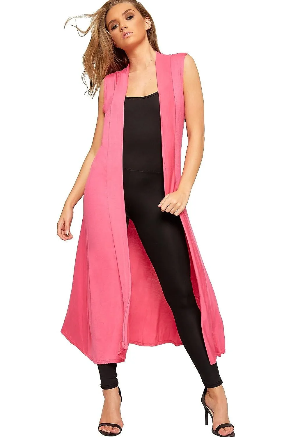 Plus Size Sleeveless Maxi Cardigan