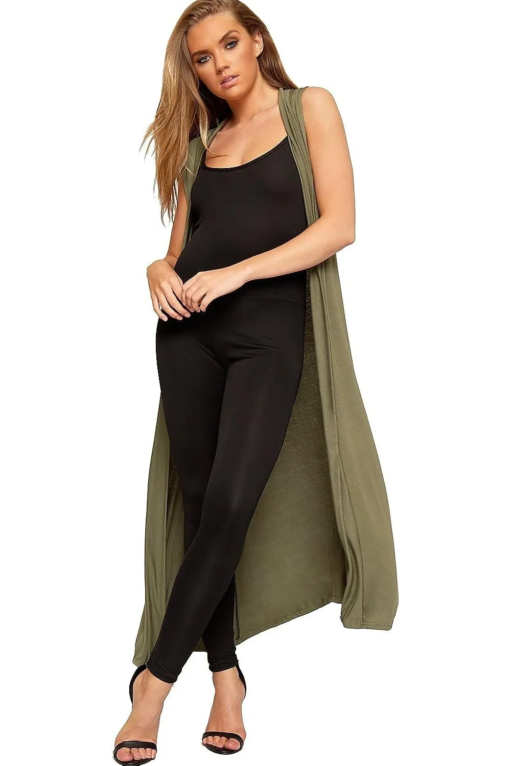 Plus Size Sleeveless Maxi Cardigan