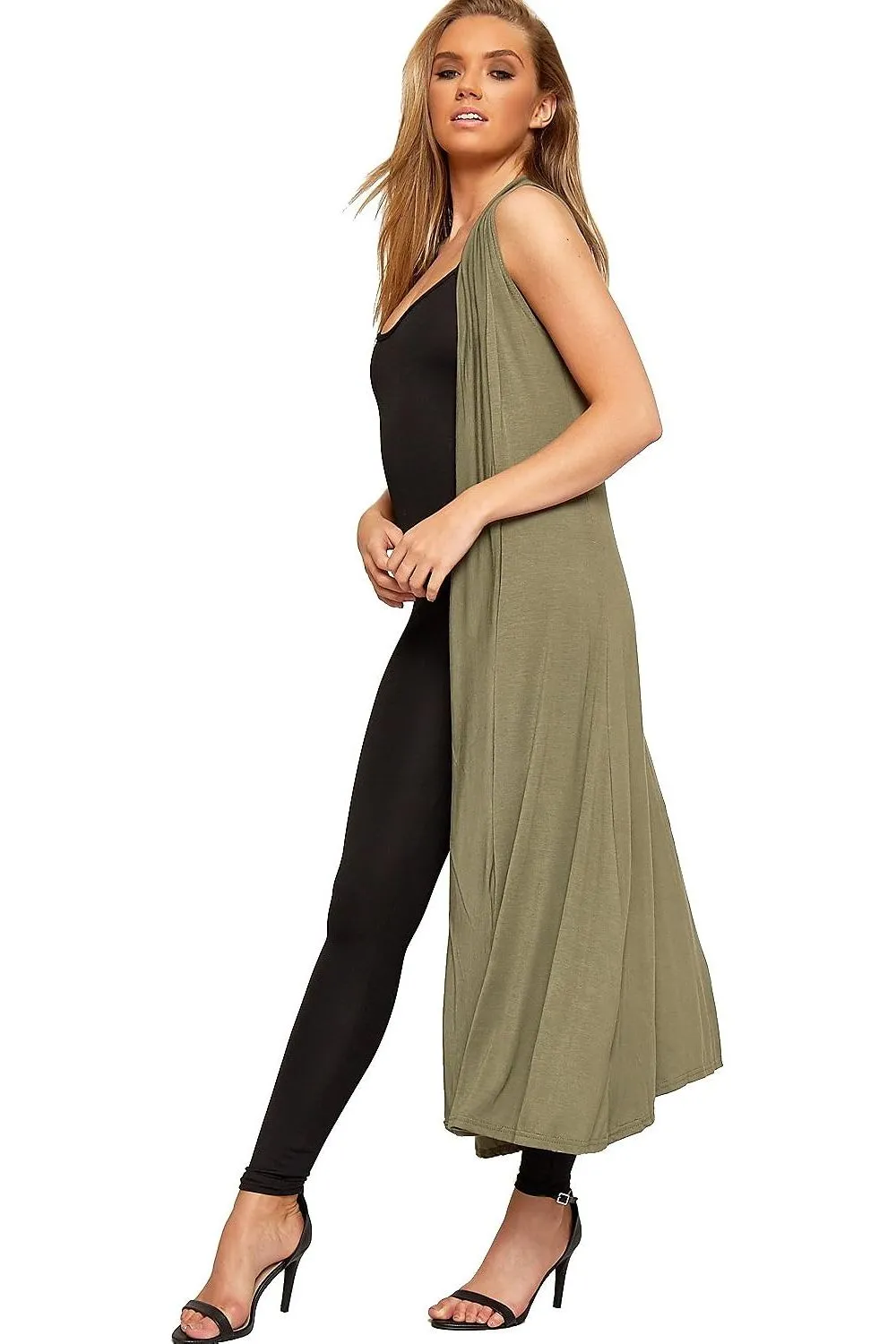 Plus Size Sleeveless Maxi Cardigan