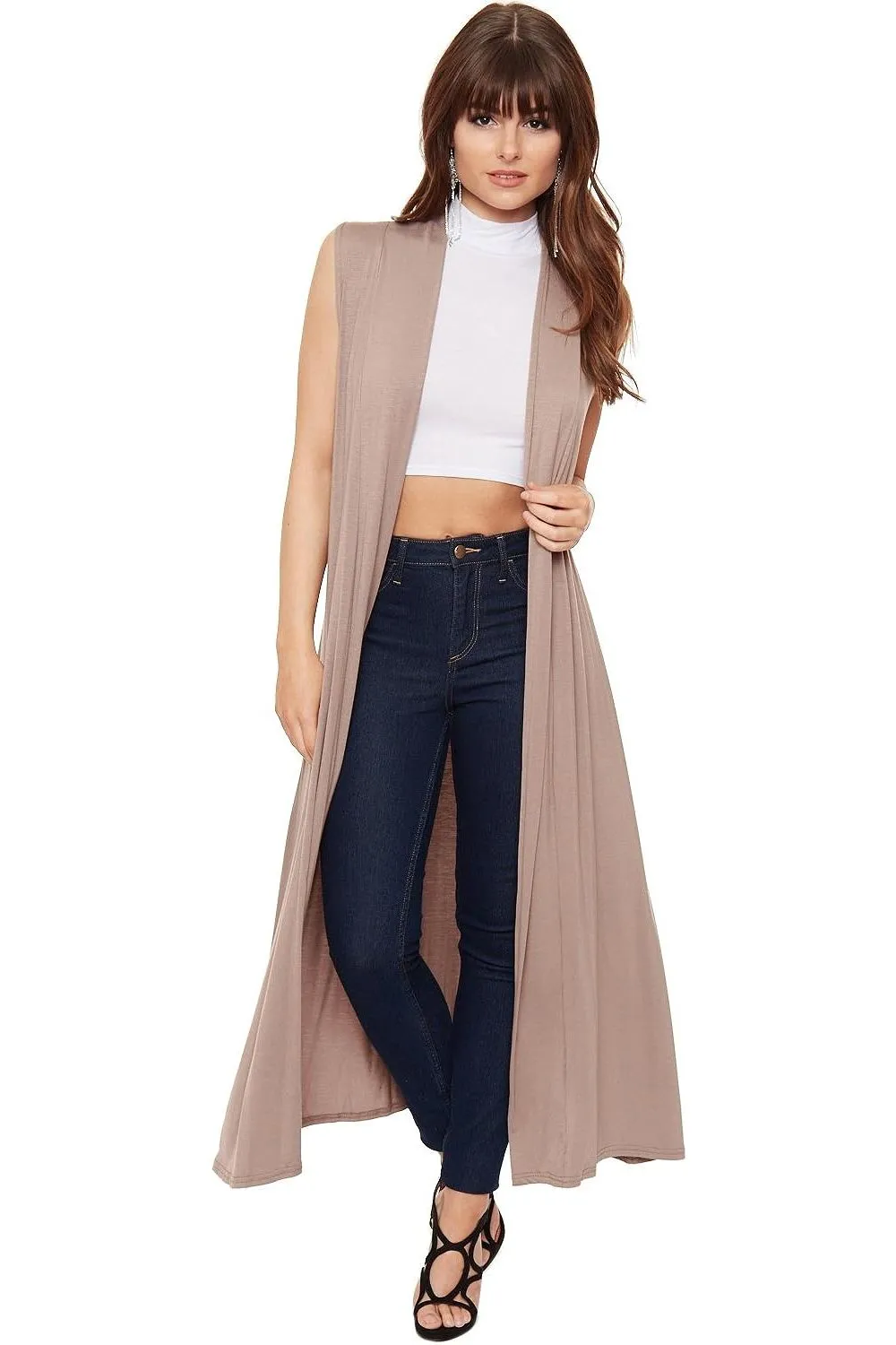 Plus Size Sleeveless Maxi Cardigan
