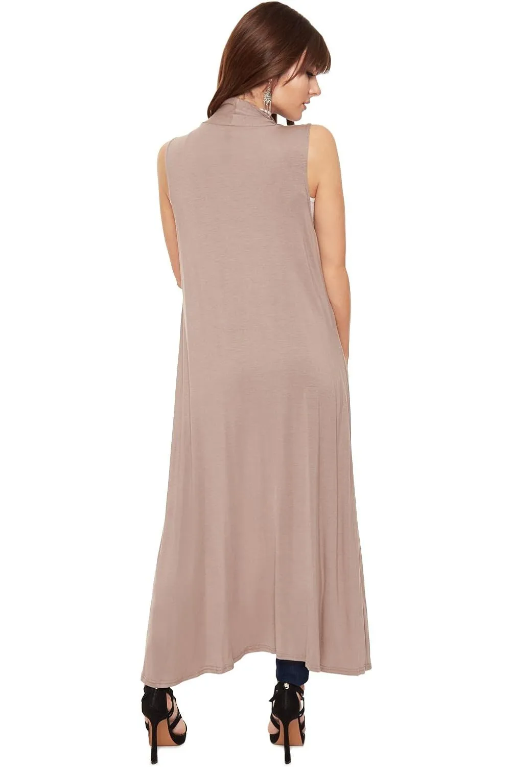 Plus Size Sleeveless Maxi Cardigan