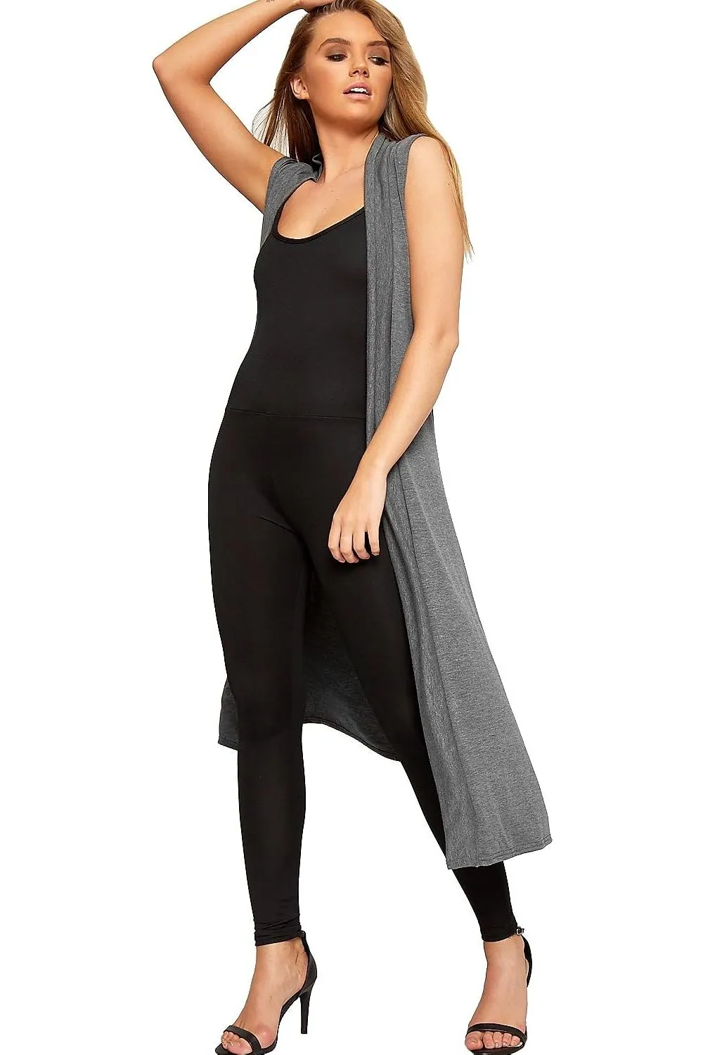 Plus Size Sleeveless Maxi Cardigan