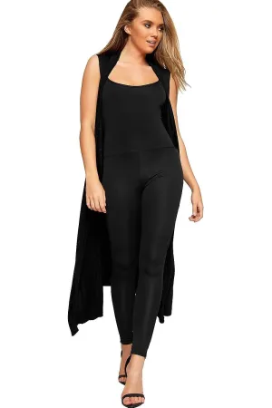 Plus Size Sleeveless Maxi Cardigan