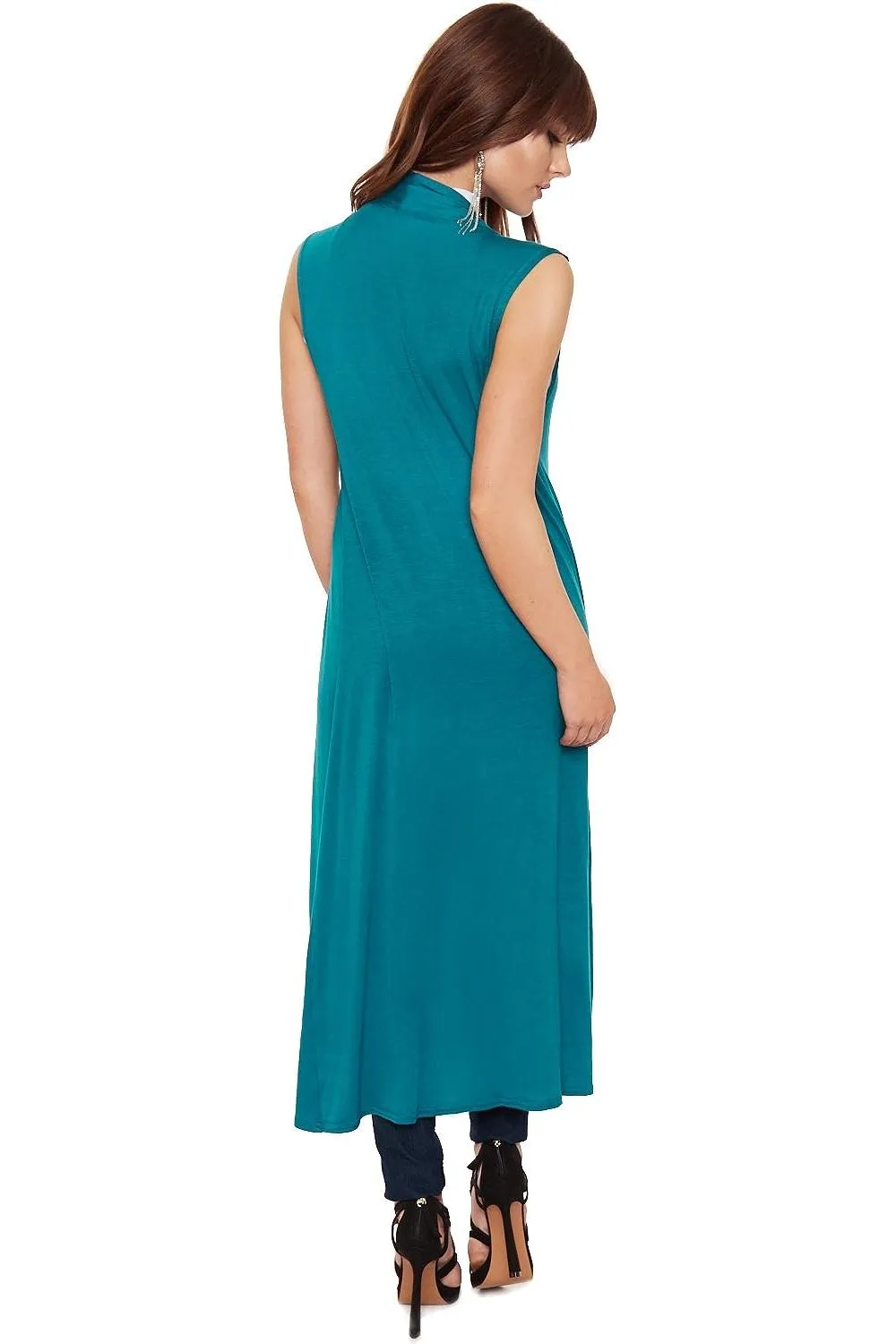 Plus Size Sleeveless Maxi Cardigan